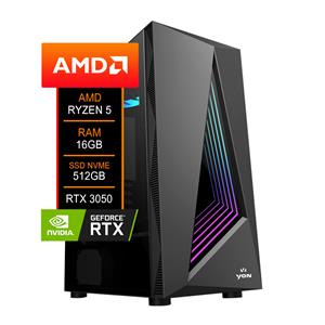 PC Gamer YON Ryzen 5 5500, Chipset A520, RTX 3050 EX 6GB, 16GB (2x8) DDR4, SSD NVMe 512GB