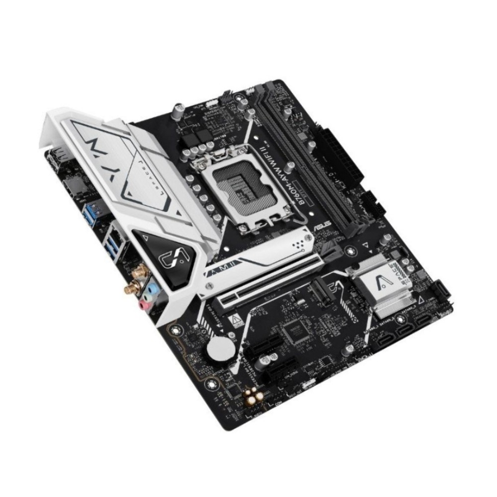Placa-mãe ASUS B760M-AYW WIFI II, Intel LGA1700, DDR5, Micro-ATX, Preto