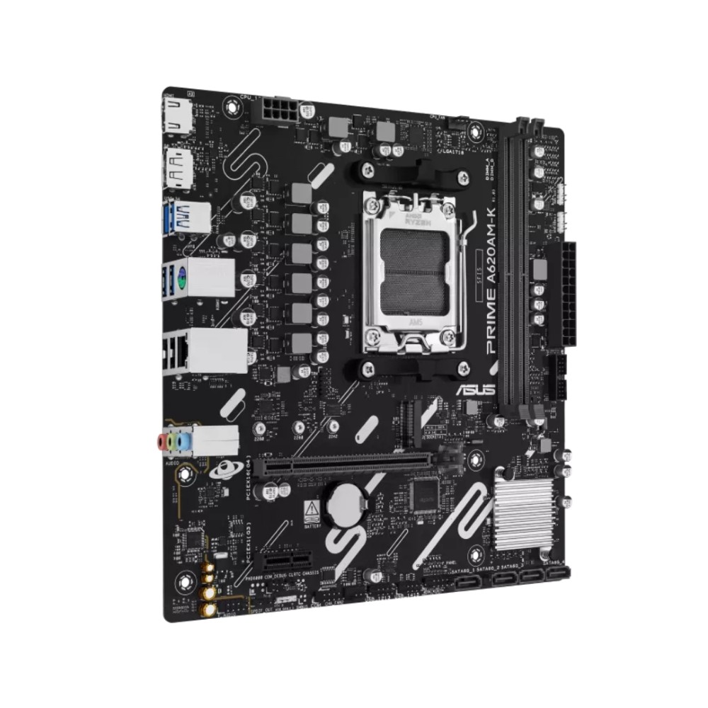 Placa-mãe ASUS Prime A620M-K , AM5 , DDR5 , mATX , HDMI , DisplayPort , USB 3.2 , Preto