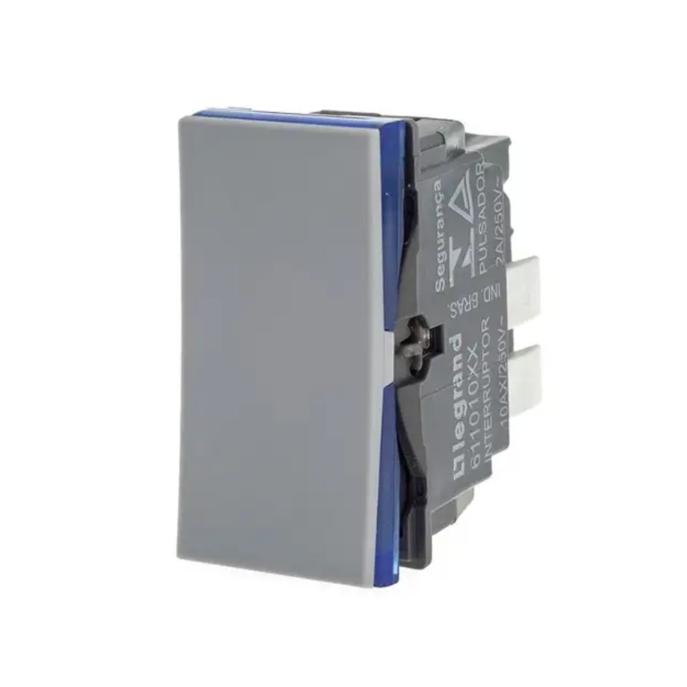 Pulsador para Minuteria , Legrand , Pial Plus+ , 2A , 250V , Cinza , 1 Módulo , Borne Automático , 611013CZ