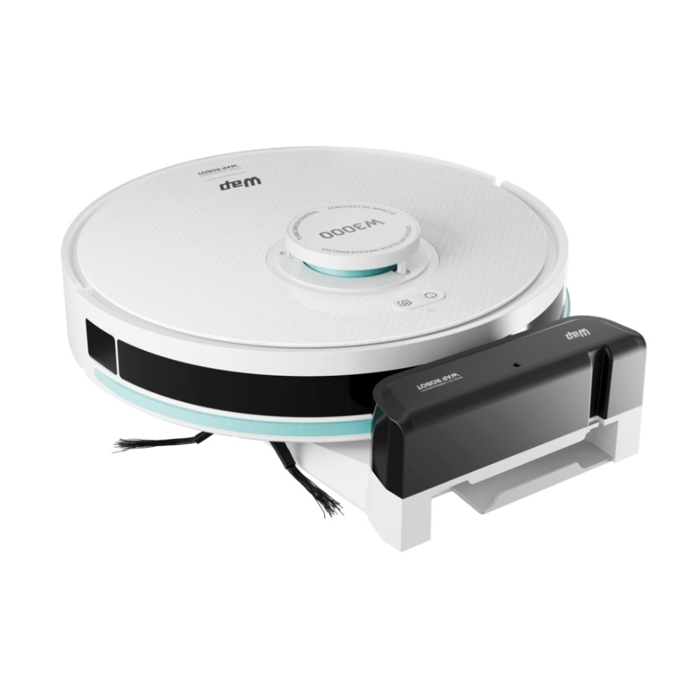 Robô Aspirador de Pó , WAP Robot W3000 , 3 em 1 , Mapeamento LDS + SLAM , 2400Pa , Wi-Fi , Controle Remoto , MOP , Bivolt