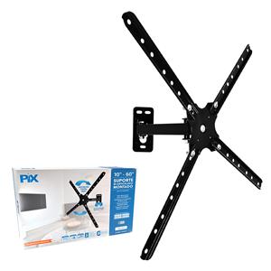 Suporte Para TV PIX Bi-Articulado , 10" a 60" , Montado , Preto