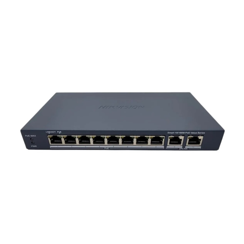 Switch PoE Não Gerenciável , Hikvision , 8 Portas PoE 10/100Mbps , 2 Gigabit , 60W , DS-3E1310P-EI/M