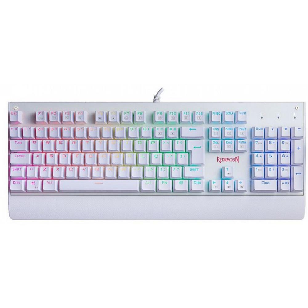 Teclado Mecânico Gamer Redragon Kala Lunar , RGB , Switch Red , ABNT2 , USB , Branco