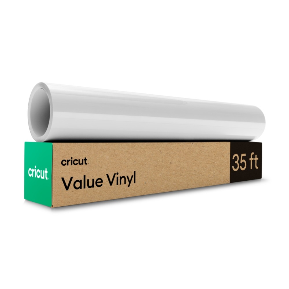 Vinil Adesivo Permanente , Cricut , Value Vinyl , 30,5 cm × 10,6 m , Acabamento Fosco , Branco , 2010879