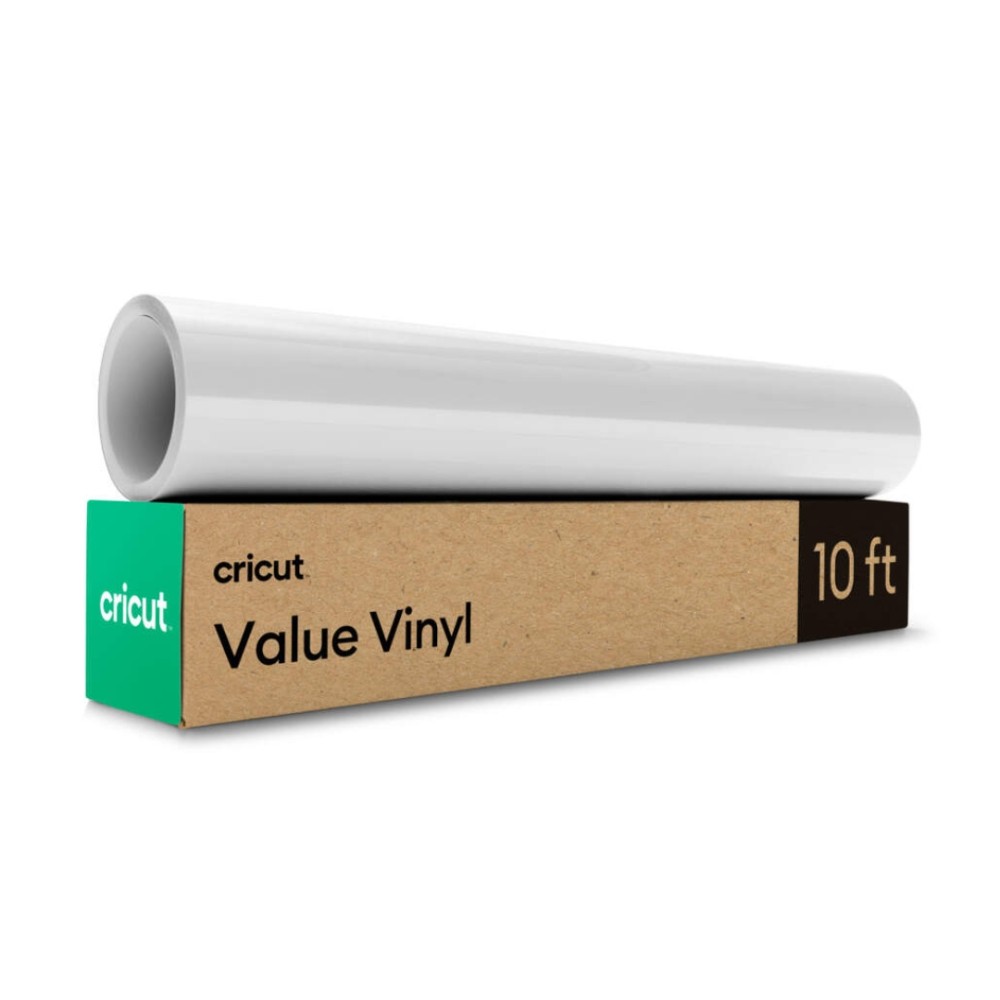 Vinil Adesivo Permanente , Cricut , Value Vinyl , 30,5 cm × 3 m , Acabamento Fosco , Branco , 2011103