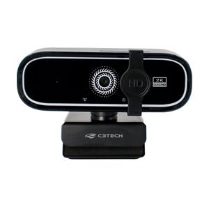 Webcam WB-200BK C3Tech , QHD 2K , 5MP , Foco Automático , Microfone com Redução de Ruído , Preto