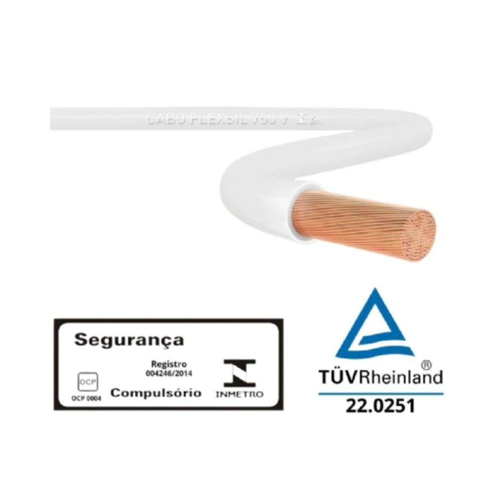 Cabo Flexível SIL, 6mm², 100m, 750V, Branco