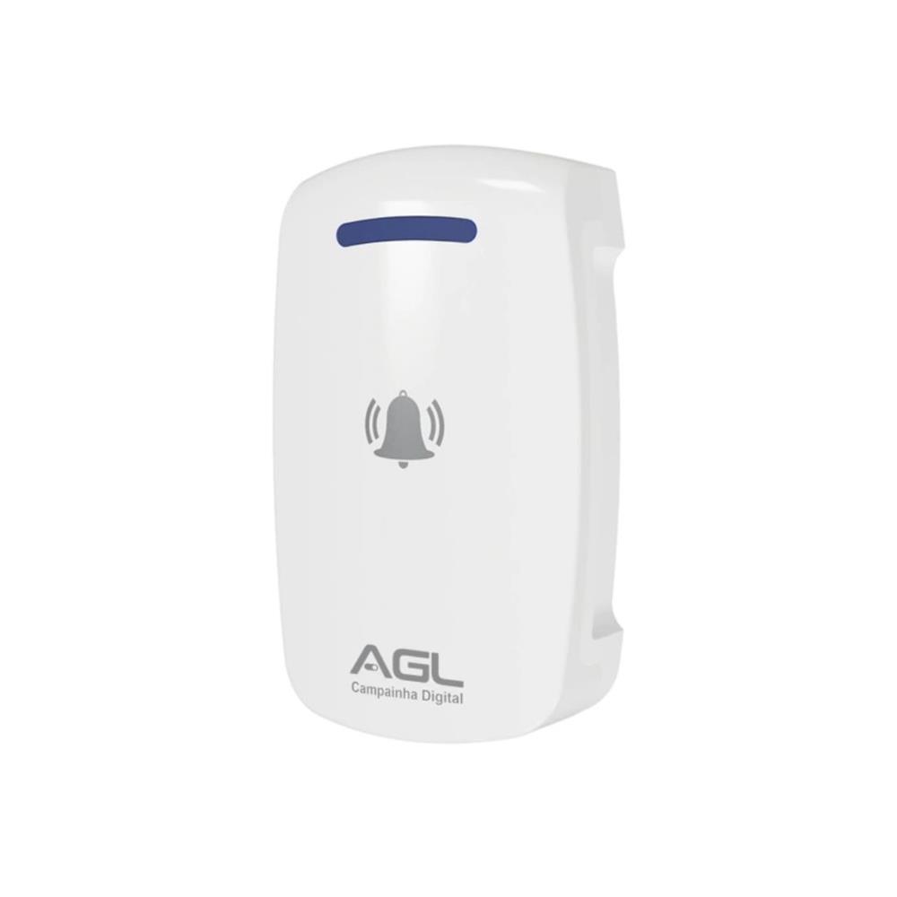 Campainha Digital Sem Fio AGL, 433 MHz, Bateria Recarregável, Branco