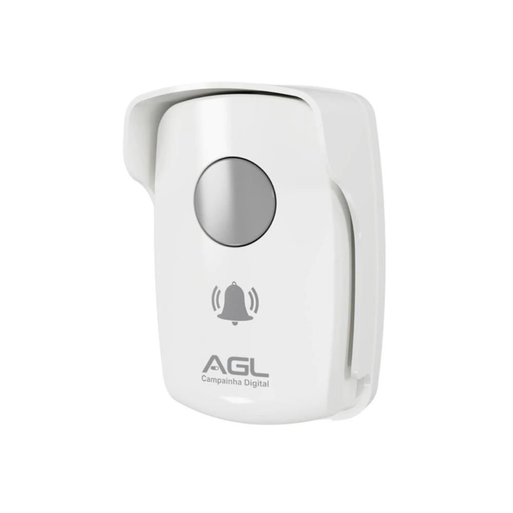Campainha Digital Sem Fio AGL, 433 MHz, Bateria Recarregável, Branco