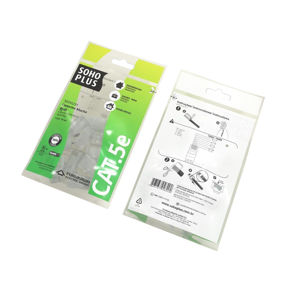 Conector Macho Sohoplus RJ45 CAT5E Furukawa Com 10