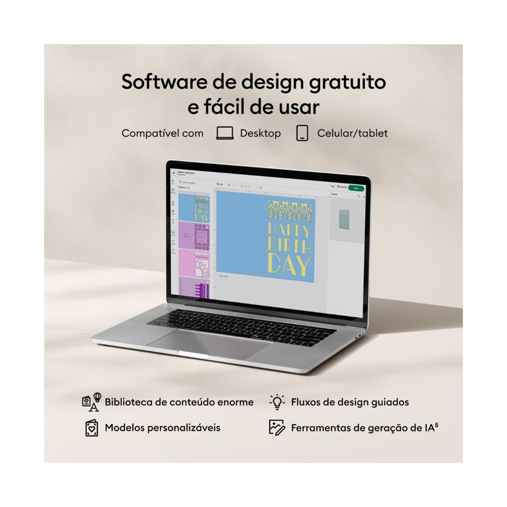 Cricut Explore 5 Kit Essencial - Máquina de Corte Inteligente 30,5 cm com Bluetooth, Corta Mais de 100 Materiais