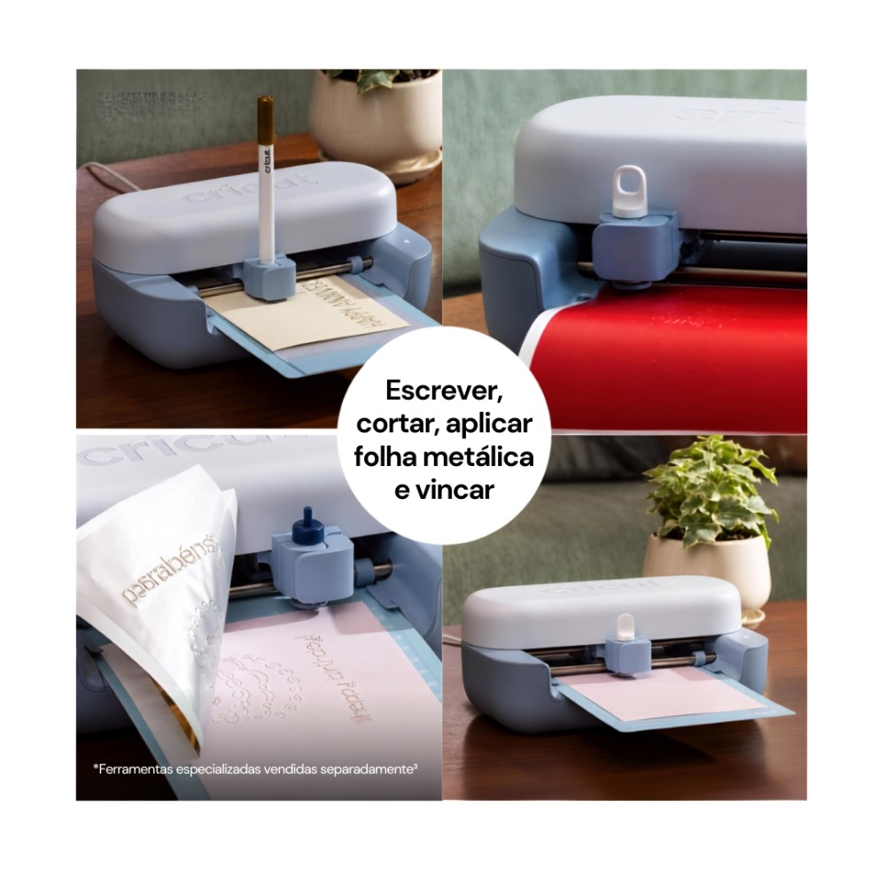 Cricut Joy 2, Pacote Essencial, Máquina de Corte Inteligente, Bluetooth, 75+ Materiais, 2012185, Azul