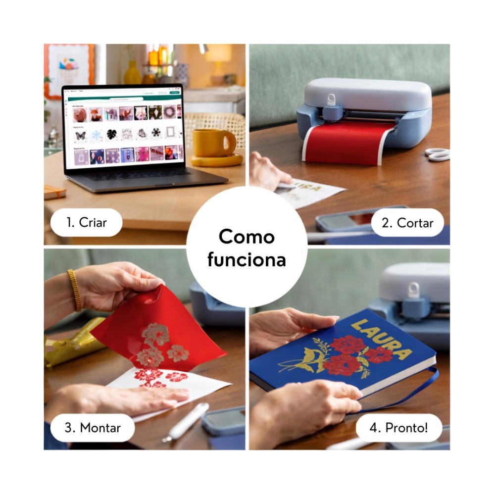 Cricut Joy 2, Pacote Essencial, Máquina de Corte Inteligente, Bluetooth, 75+ Materiais, 2012185, Azul