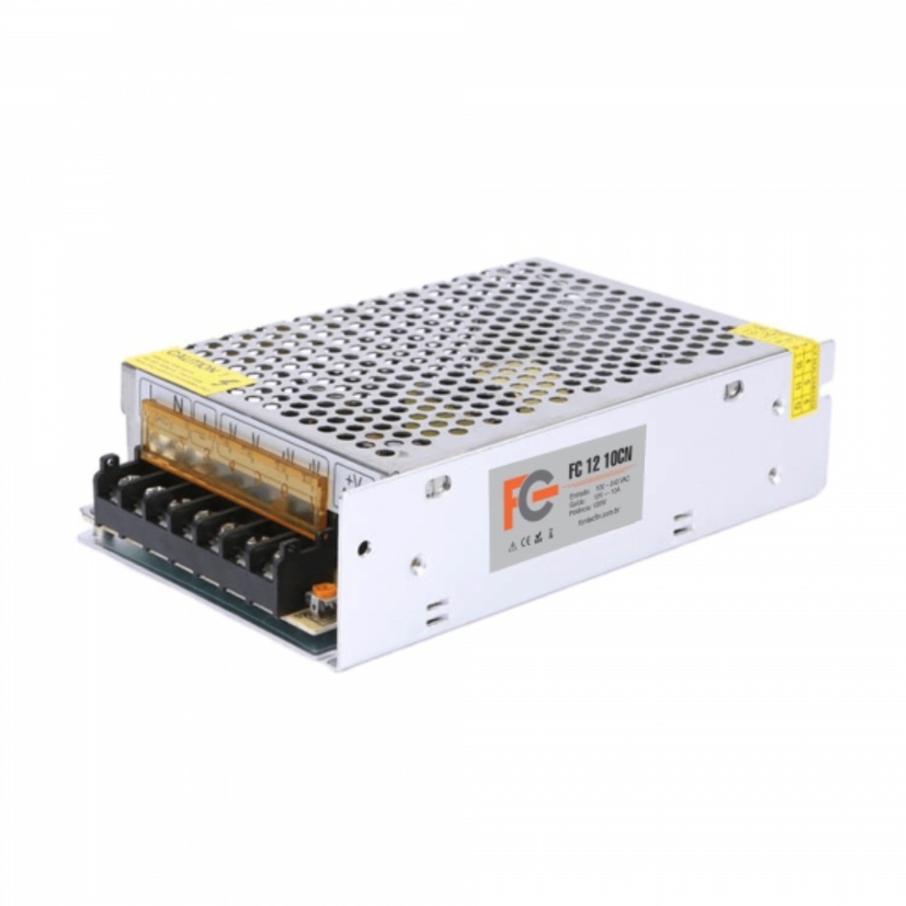 Fonte Chaveada Colmeia, FC Fontes, 12V, 10A, 120W, Bivolt 127/220V, FC1210CN