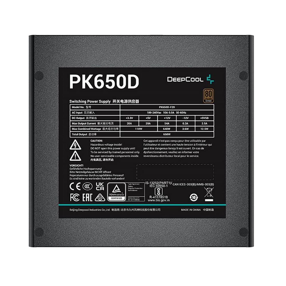 Fonte DeepCool PK650D, 650W, 80 Plus Bronze, PFC Ativo, Preto