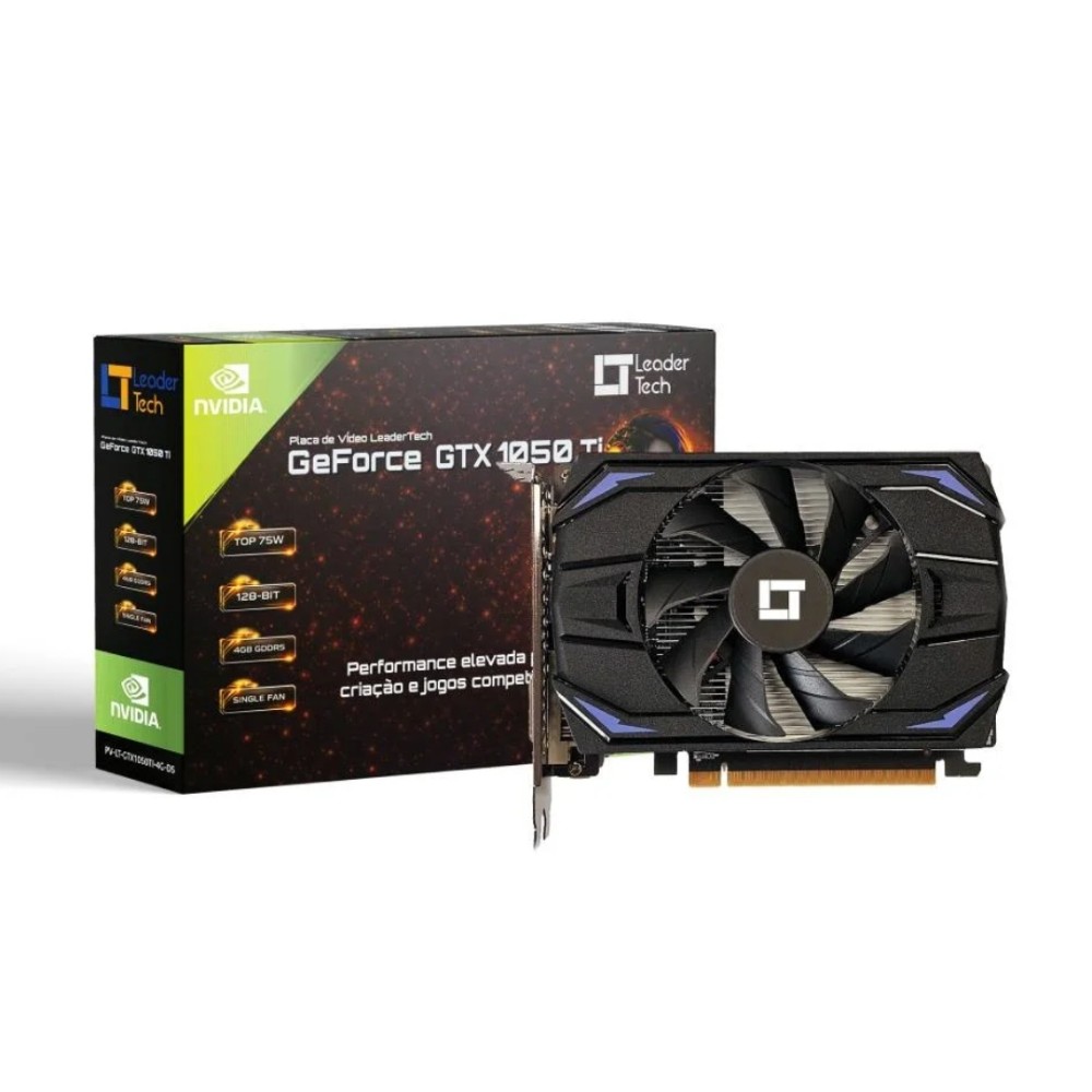Placa de Vídeo, Leadertech, GeForce GTX 1050 Ti, 4GB GDDR5, 128 Bits, HDMI, DVI, VGA