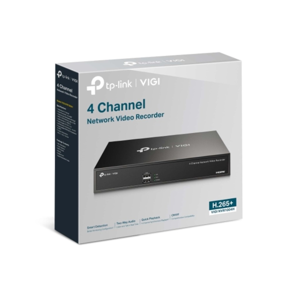 Gravador de Vídeo NVR Tp-link Vigi NVR1004H, 4 Canais, H.265+, Preto