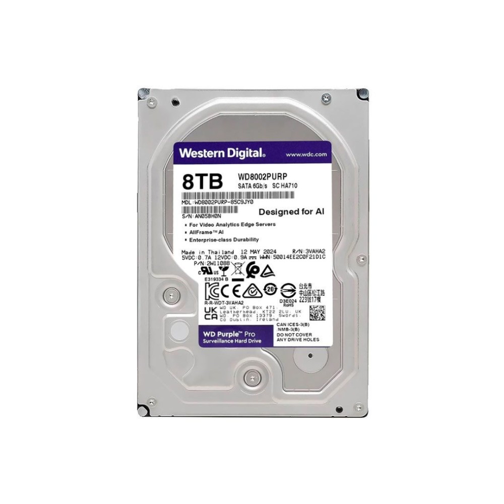 HD Interno WD Purple Pro, 8TB, SATA III 6Gb/s, 7200RPM, WD8002PURP, Roxo