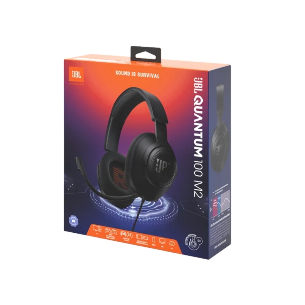 Headset Gamer JBL Quantum 100M2 Com Fio P2 Driver 40mm Microfone Removível Preto