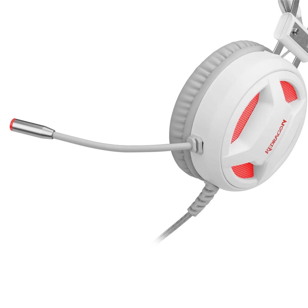 Headset Gamer Redragon Minos Lunar, Surround 7.1, Drivers 50mm, USB, Para PC e Notebook, Over-ear, Branco