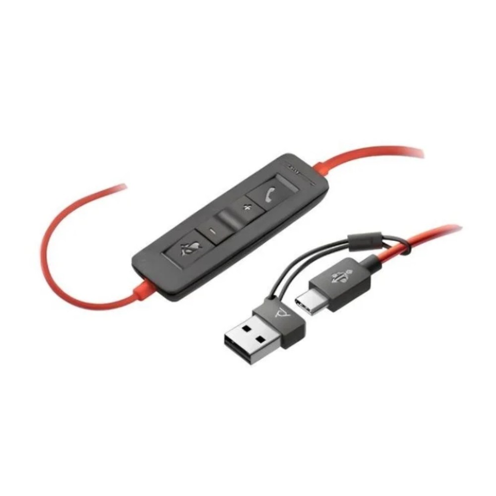 Headset Monoaural, Poly, Blackwire 3210, USB-C, Adaptador USB-C/A, 28mm, Cancelamento de Ruído