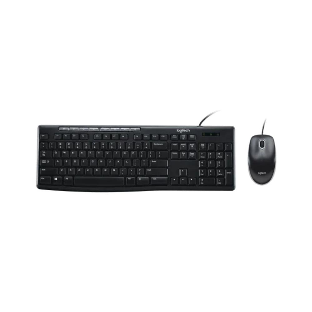 Kit teclado e mouse com fio, Logitech MK200, 1000 dpi, preto