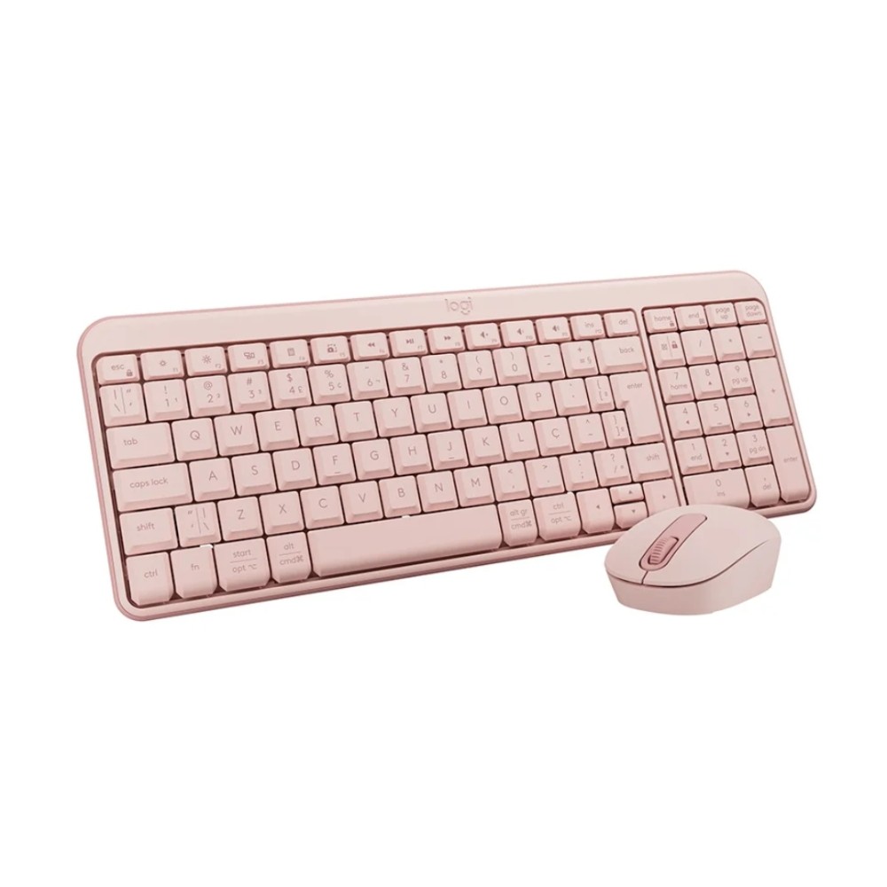 Kit Teclado e Mouse Sem Fio, Logitech, Bluetooth, ABNT2, Rosa, MK250