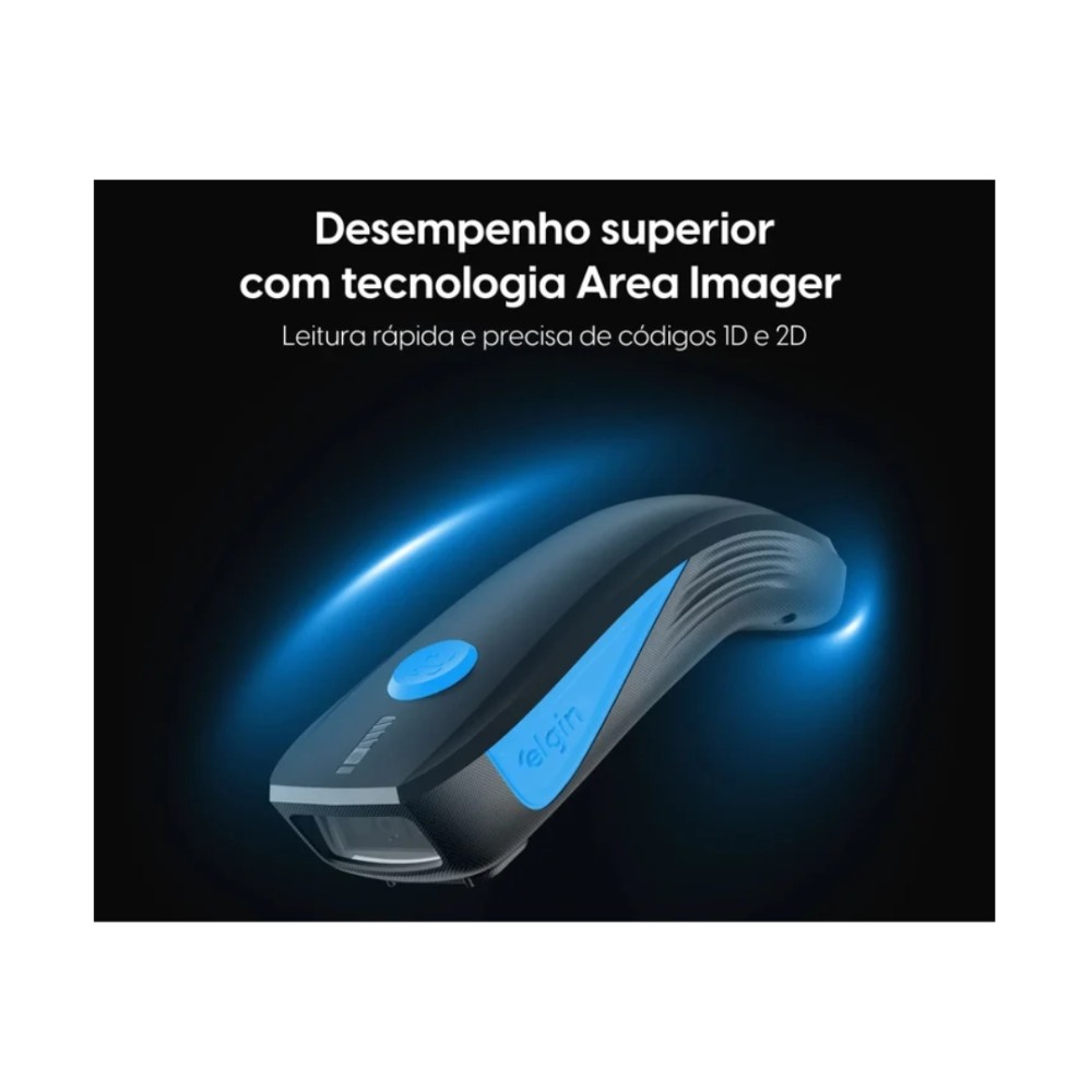Leitor de Código de Barras Elgin, BR240, Bluetooth, 2D, Sem Fio, Preto