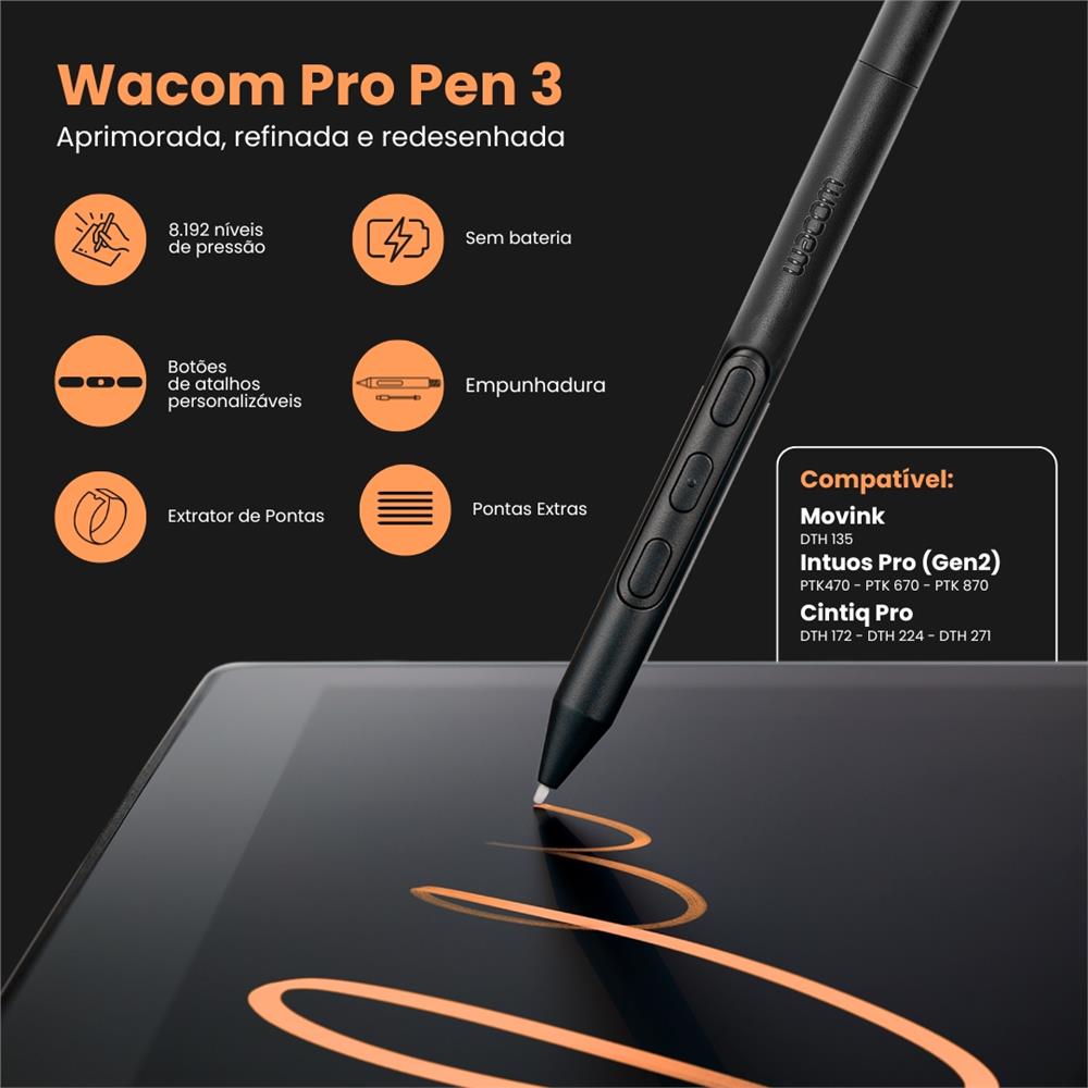 Mesa Digitalizadora Com Tela, Display Interativo Profissional Wacom Cintiq DTH172 17” Touchscreen 4K