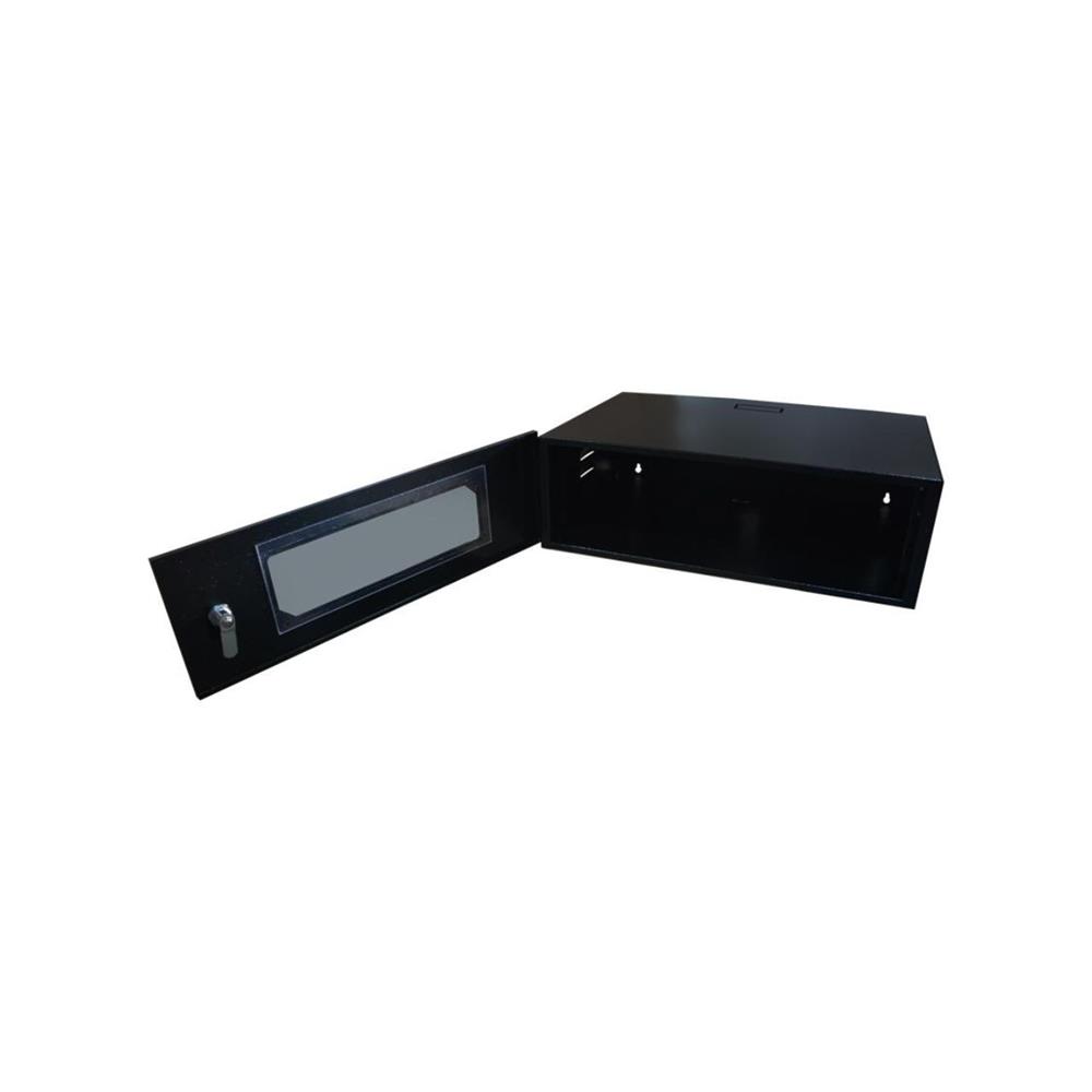 Mini Rack Max Eletron 4040, 19 Pol, 3u X 350mm, Acrílico, Com 2 Chaves, Preto