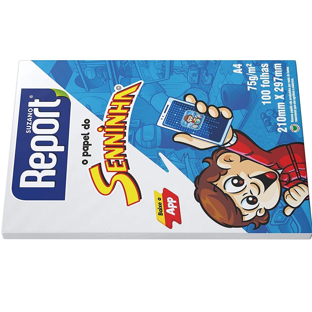 Caixa Papel Sulfite A4 Report Senninha Suzano - 25 Resmas de 100 Folhas