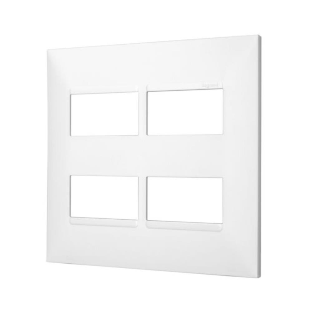 Placa 4x4 2+2 Postos Separados Legrand Pial Plus 618514BC, Termoplástico, 4 Módulos, Branco