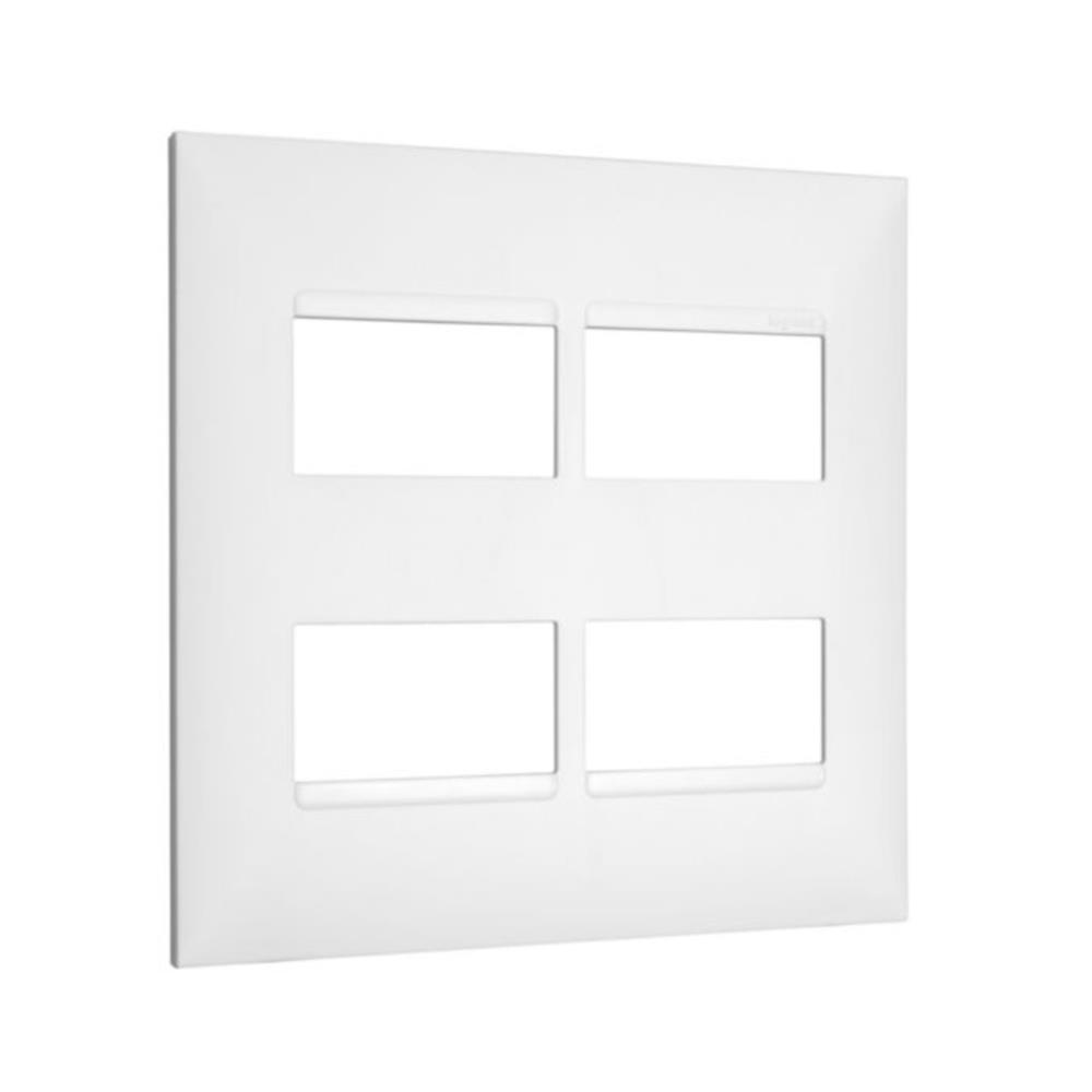 Placa 4x4 2+2 Postos Separados Legrand Pial Plus 618514BC, Termoplástico, 4 Módulos, Branco