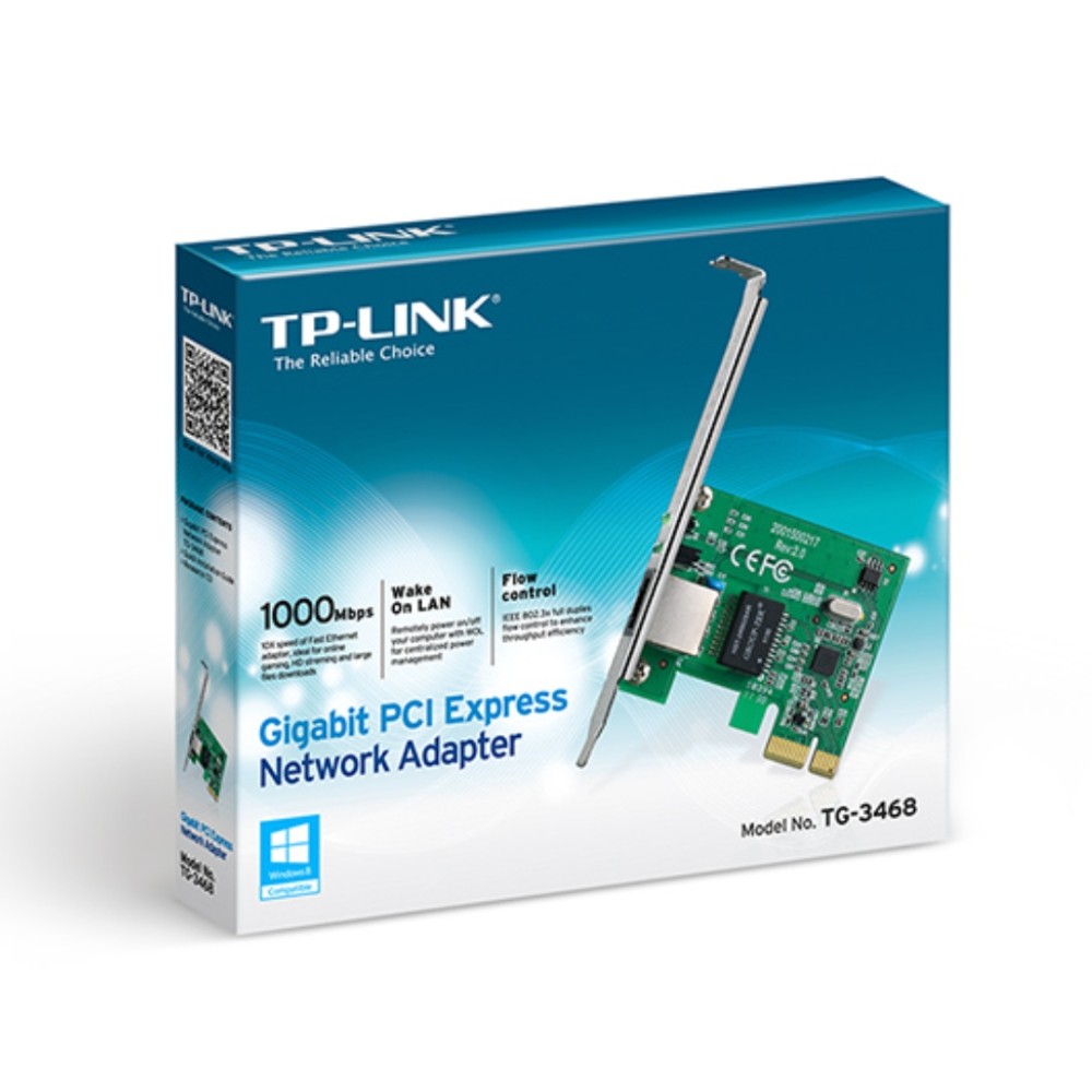 Placa de Rede PCI Express, TP-Link, Gigabit Ethernet, 10/100/1000 Mbps, RJ45, TG-3468