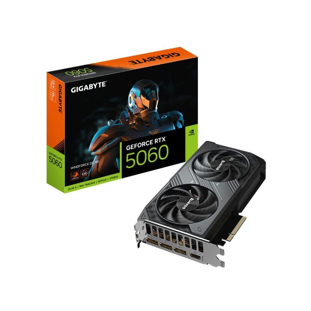 Placa de Vídeo Gigabyte GeForce RTX5060 Windforce OC, 8GB, GDDR7, 128bit, Preto