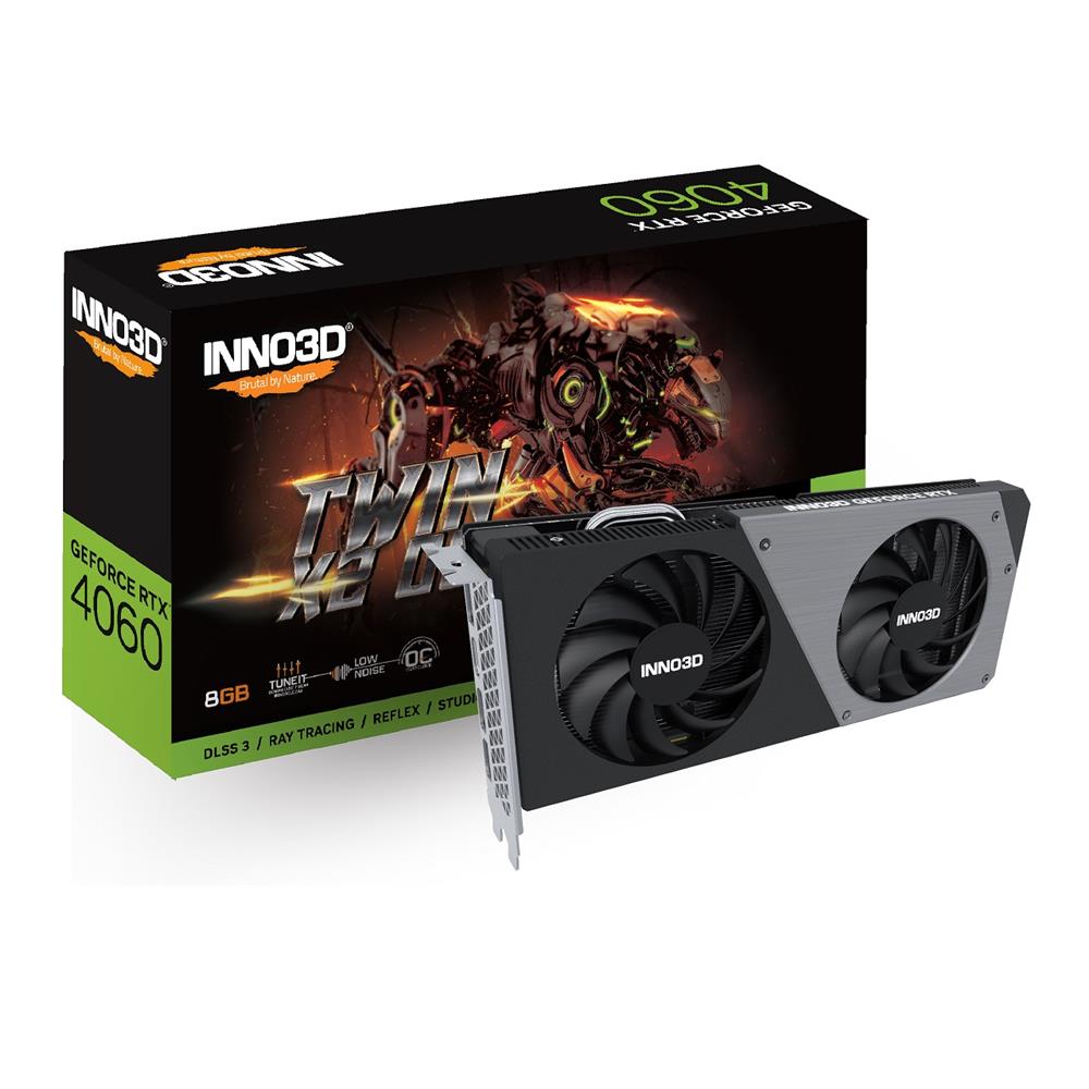 Placa de Video INNO3D GeForce RTX 4060 Twin X2 OC, 8GB, GDDR6, 128-Bit, Preto