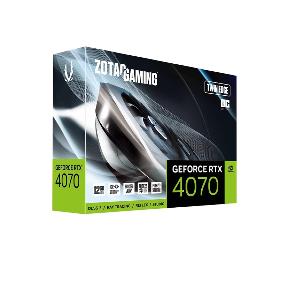 Placa de Vídeo Zotac RTX 4070 Twin Edge, 12 GB,  GDDR6, OC, 192 Bit - ZT-D40740H-10M