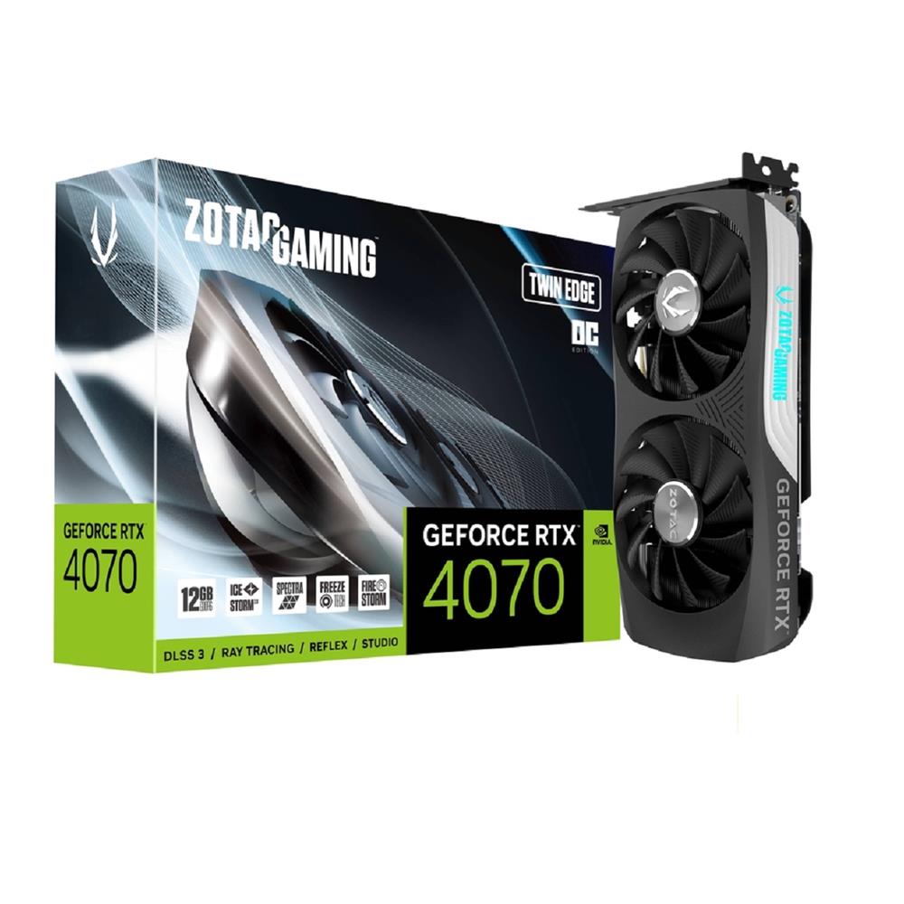 Placa de Vídeo Zotac RTX 4070 Twin Edge, 12 GB,  GDDR6, OC, 192 Bit - ZT-D40740H-10M