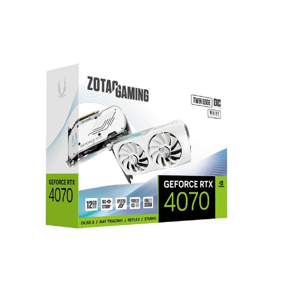 Placa de Vídeo Zotac RTX 4070 Twin Edge OC White Edition, 12 GB, GDDR6, 192 Bit - ZT-D40740Q-10M