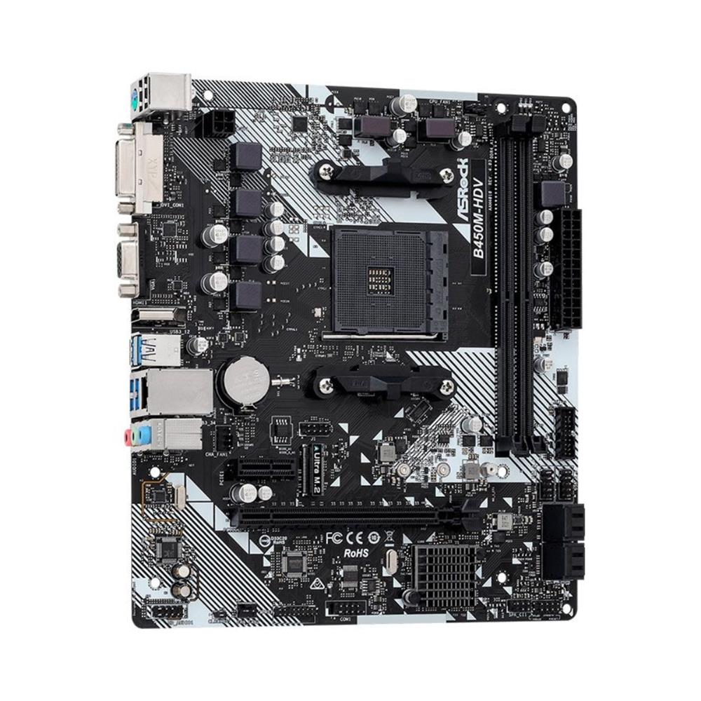 Placa-Mãe ASRock B450M-HDV R4.0, DDR4, Socket AMD AM4, M-ATX, Chipset AMD B450, Preto