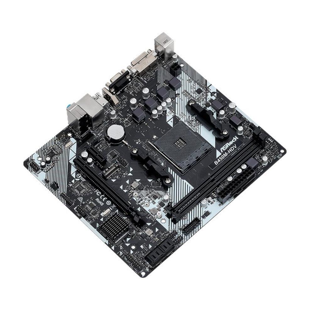 Placa-Mãe ASRock B450M-HDV R4.0, DDR4, Socket AMD AM4, M-ATX, Chipset AMD B450, Preto