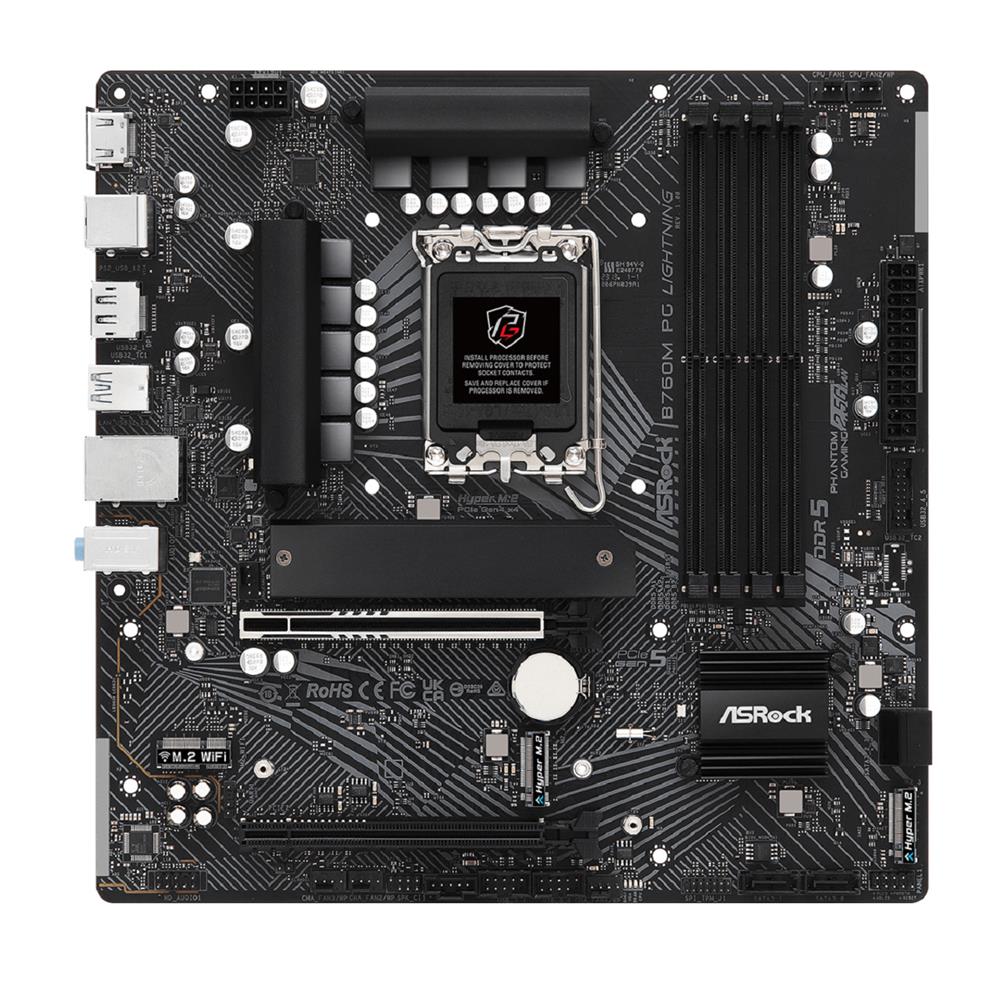 Placa Mãe ASRock B760M PG Lightning, Chipset B760, Intel LGA 1700, mATX, DDR5