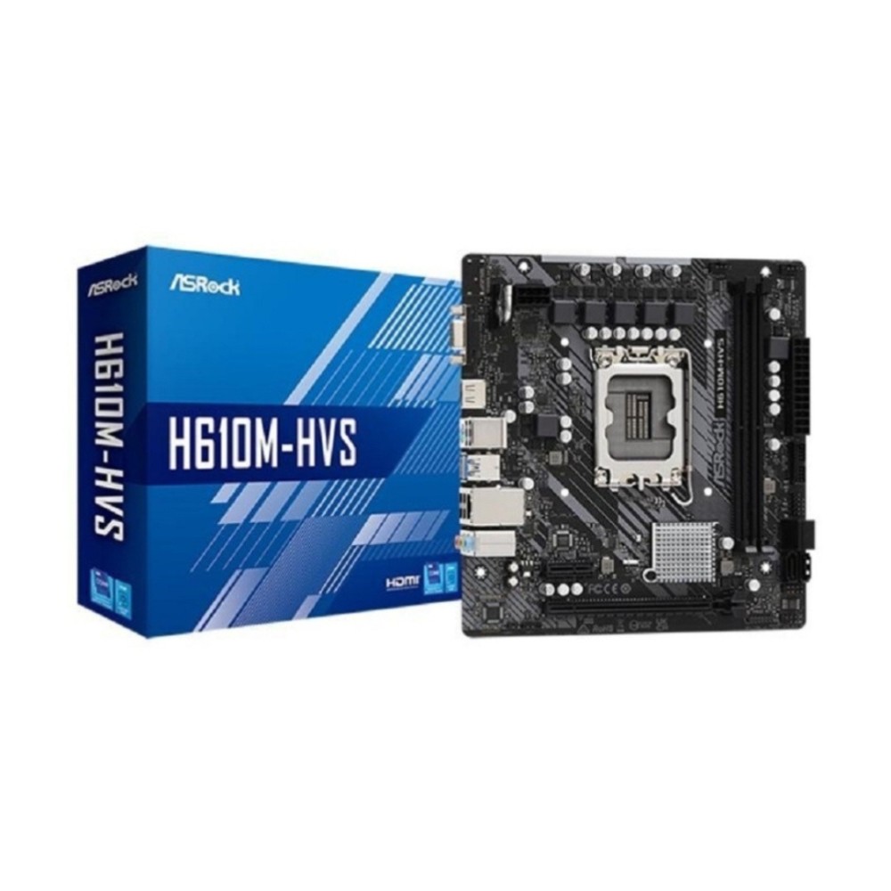 Placa Mãe ASRock H610M-HVS, Chipset H610, Intel LGA 1700, mATX, DDR4, Preto