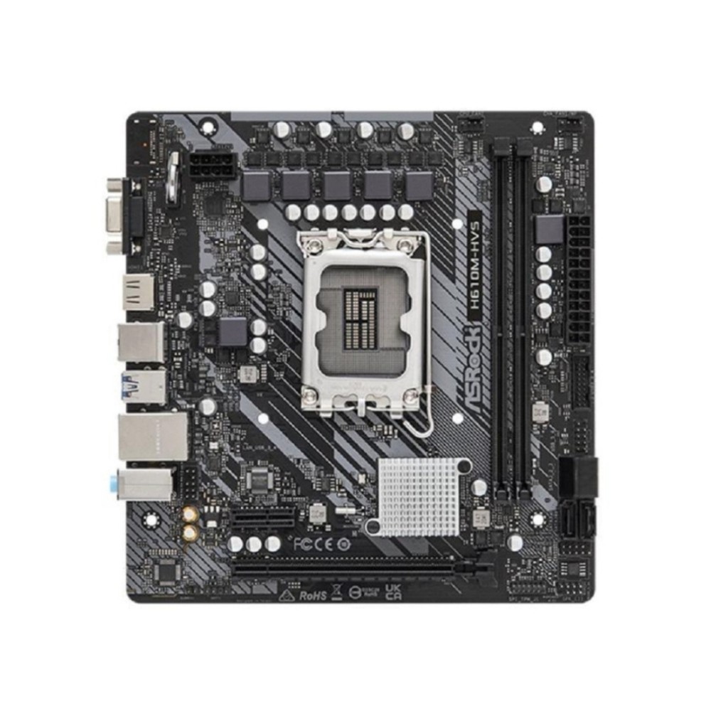 Placa Mãe ASRock H610M-HVS, Chipset H610, Intel LGA 1700, mATX, DDR4, Preto