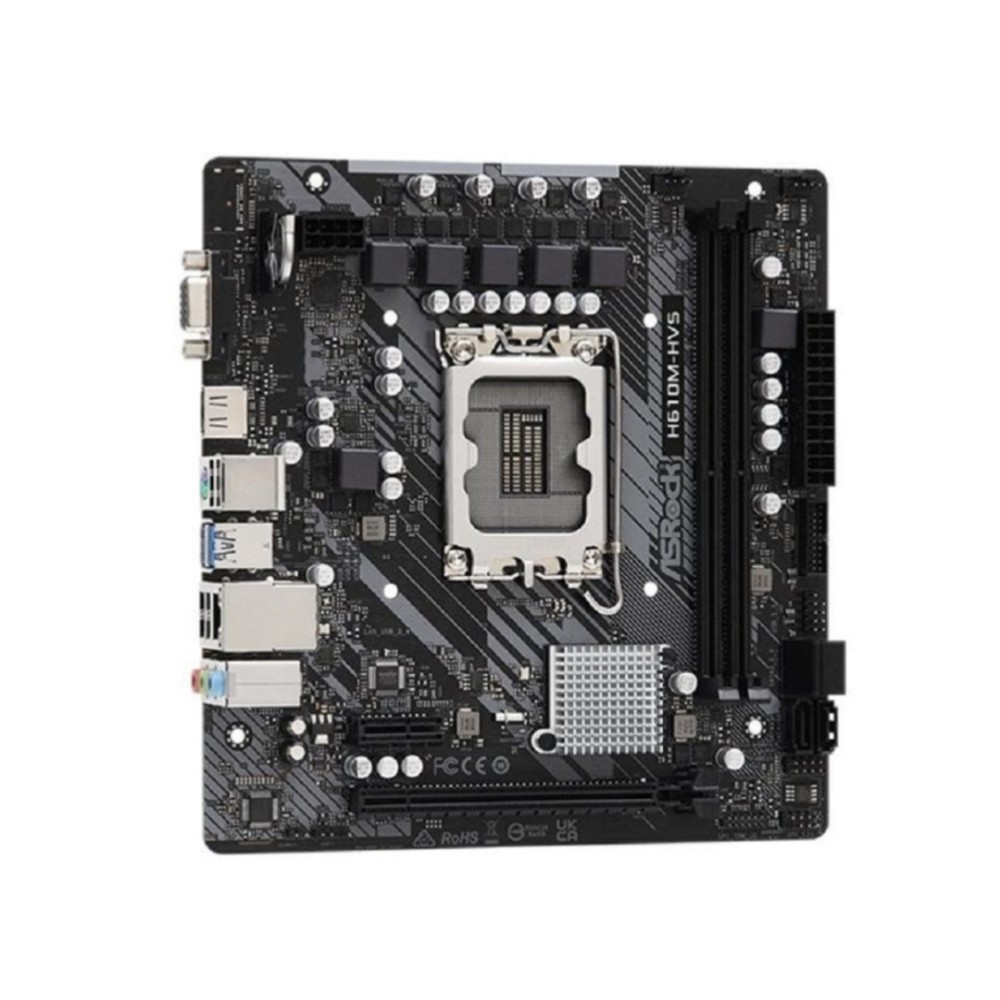 Placa Mãe ASRock H610M-HVS, Chipset H610, Intel LGA 1700, mATX, DDR4, Preto