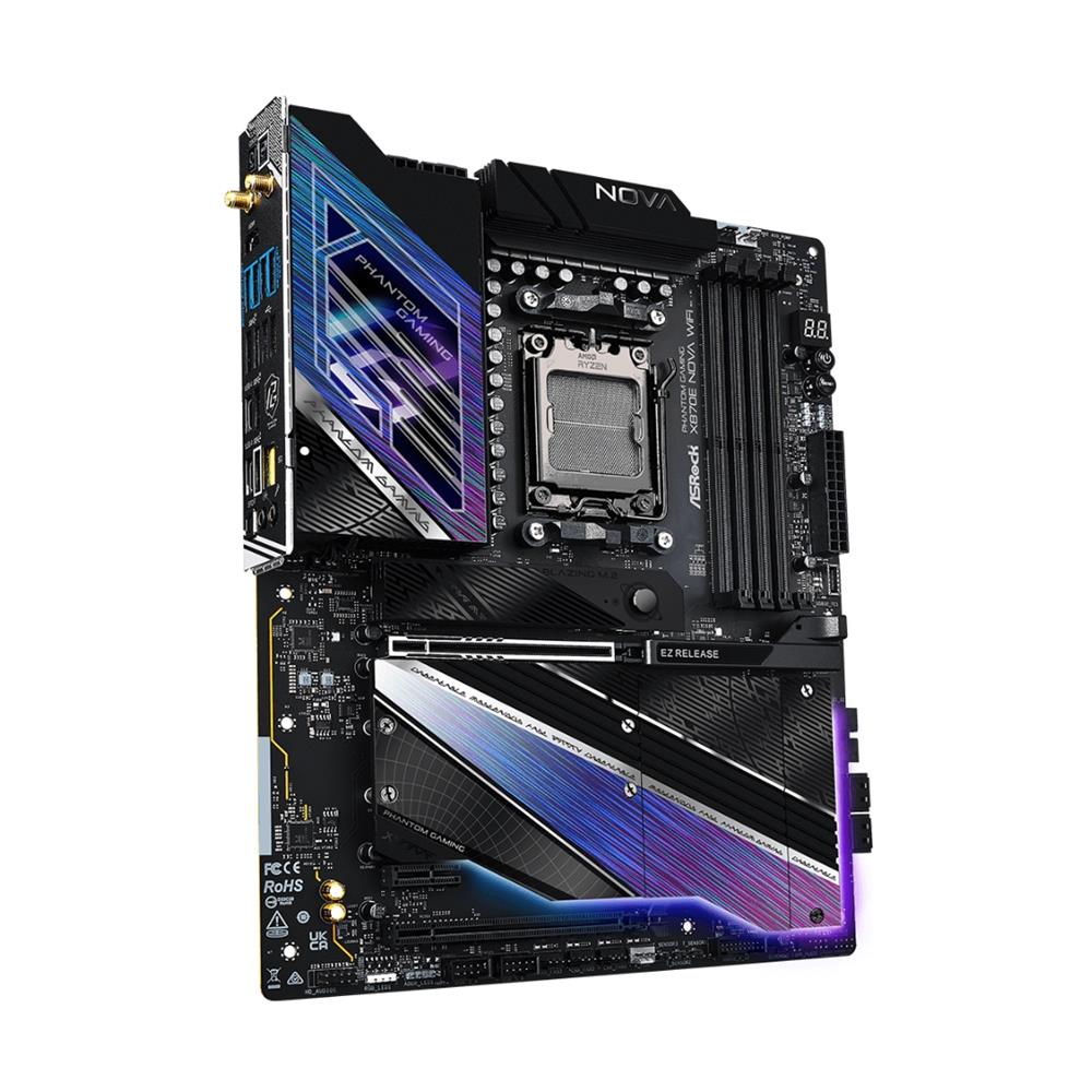 Placa-Mãe ASRock X870E Nova Wifi, AMD AM5, ATX, DDR5, 8200MHz, 256GB, PCIe 5.0, Wi-Fi 7, Preto