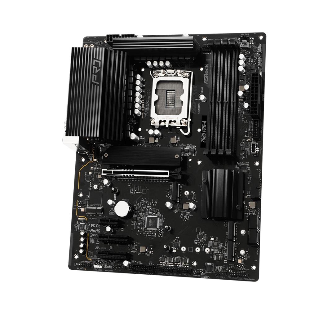 Placa-Mãe ASRock Z890 Pro-A, LGA1851, ATX, Chipset Intel Z890, DDR5, 256GB, 9066MHz OC, Preto