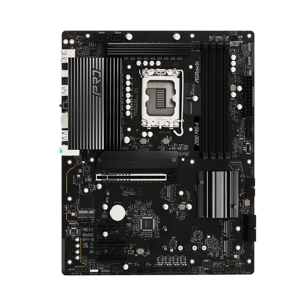 Placa-Mãe ASRock Z890 Pro-A, LGA1851, ATX, Chipset Intel Z890, DDR5, 256GB, 9066MHz OC, Preto