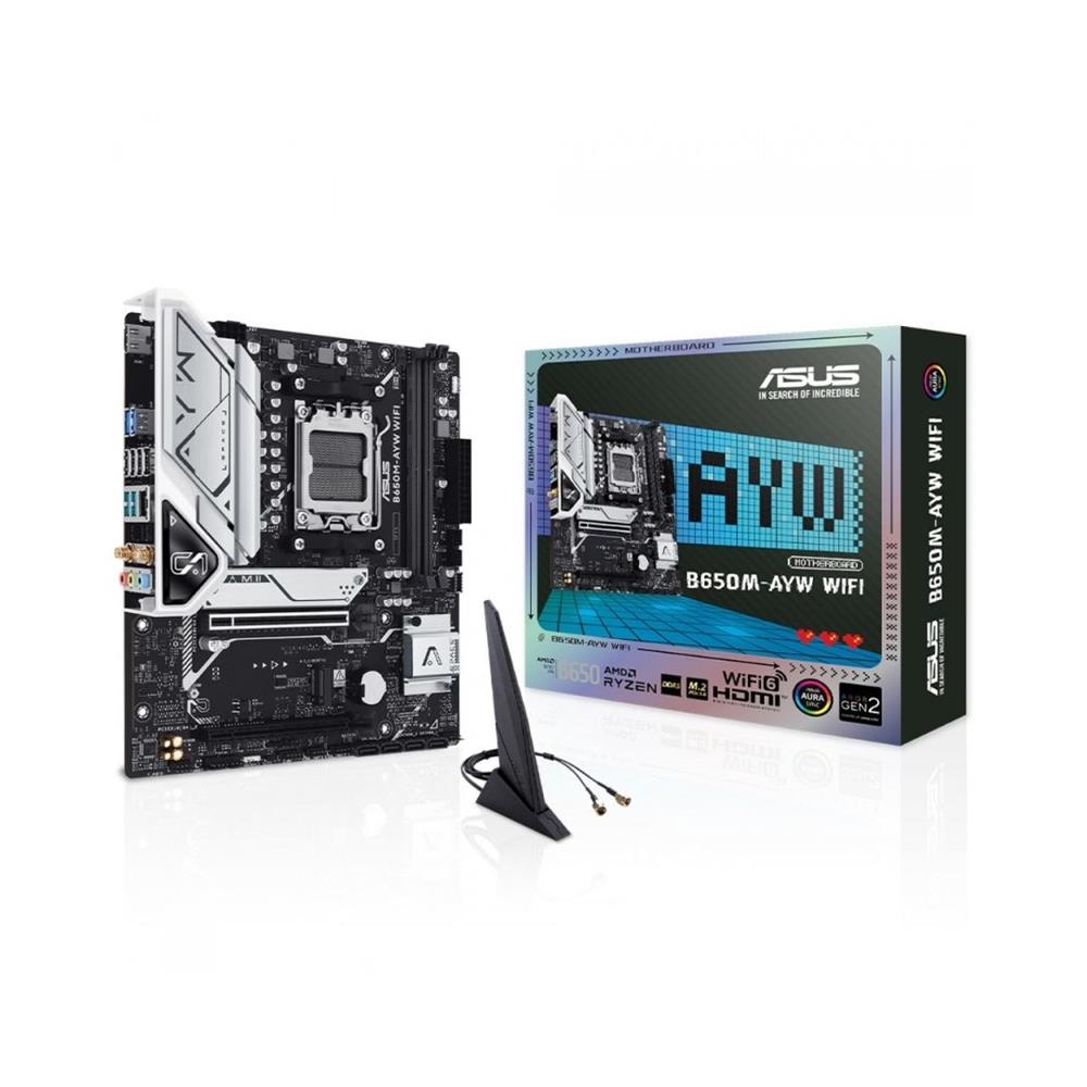 Placa Mãe Asus B650M-AYW WIFI, Chipset B650, AMD AM5, mATX, DDR5